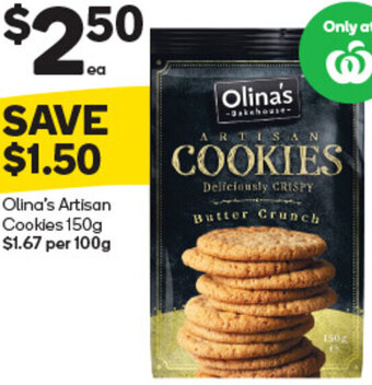 Woolworths Olina's Artisan Cookies 150g offer