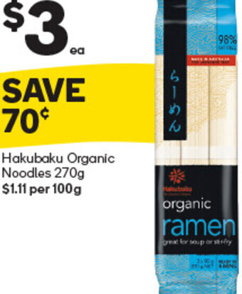 Woolworths Hakubaku Organic Noodles 270g offer