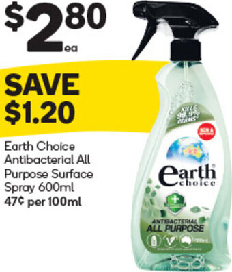 Woolworths Earth Choice Antibacterial All Purpose Surface Spray 600ml offer