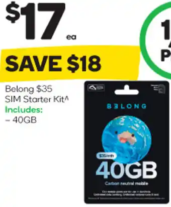Woolworths Belong $35 SIM Starter Kit 40GB offer