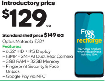 Woolworths Optus Motorola E32 offer