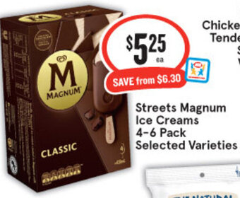 IGA Streets Magnum Ice Cream 4-6 Pack Selected Varieties offer