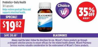 Wizard Pharmacy Probiotics+ Daily Health Blackmores offer