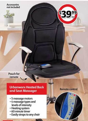 Coles Urbanworx Heated Back And Seat Massager offer