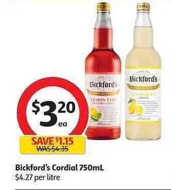 Coles Bickford's Cordial offer
