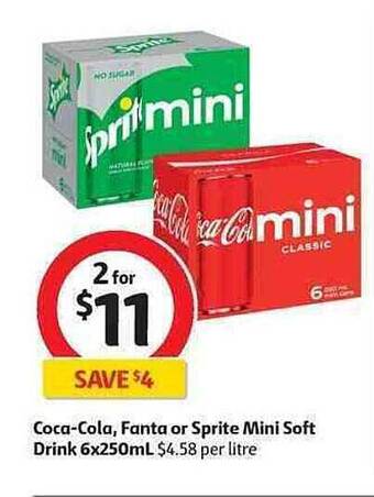 Coles Coca-cola, Fanta Or Sprite Mini Soft Drink offer