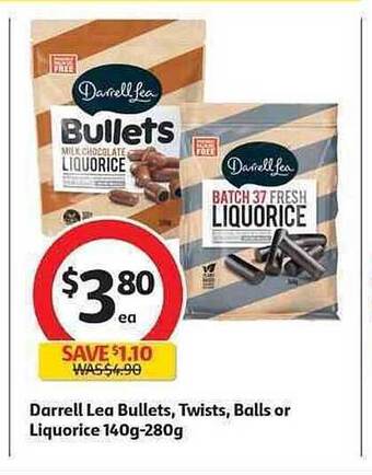 Coles Darrell Lea Bullets, Twists, Balls Or Liquorice offer