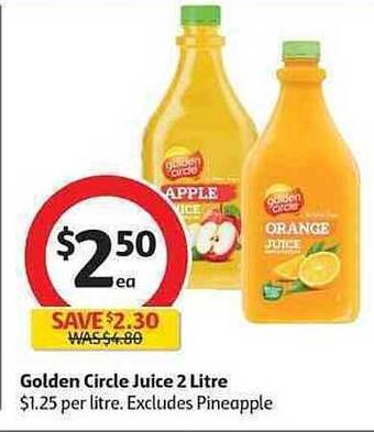 Coles Golden Circle Juice 2 Litre offer