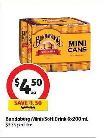 Coles Bundaberg Minis Soft Drink offer