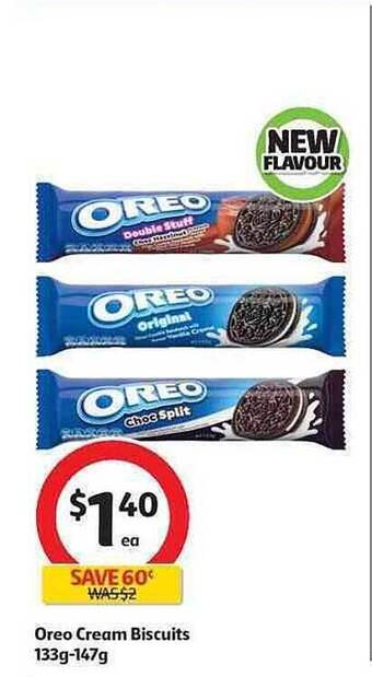Coles Oreo Cream Biscuits 133g-147g offer