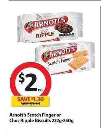 Coles Arnott's Scotch Finger Or Choc Ripple Biscuits offer