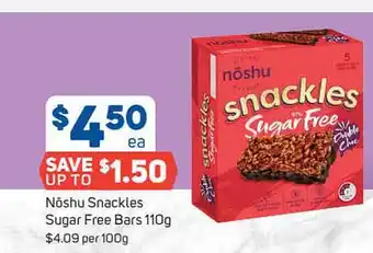 Foodland Noshu Snackles Sugar Free Bars offer