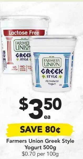 Drakes Farmers Union Greek Style Yogurt 500g offer