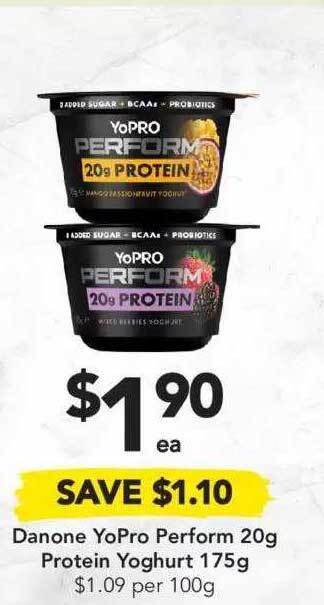 Drakes Danone Yopro Perform, Protein Yoghurt offer