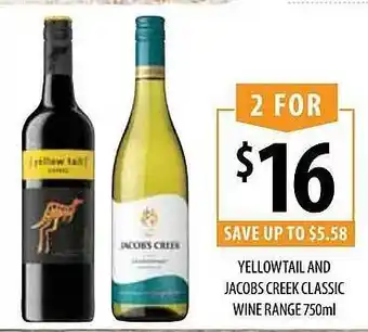 Supabarn Yellowtailand Jacobs Creek Classic Wine offer