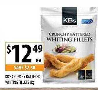 Supabarn Kb's Crunchy Battered Whiting Fillets offer
