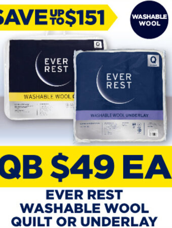 Spotlight Ever Rest Washable Wool Quilt or Underlay offer