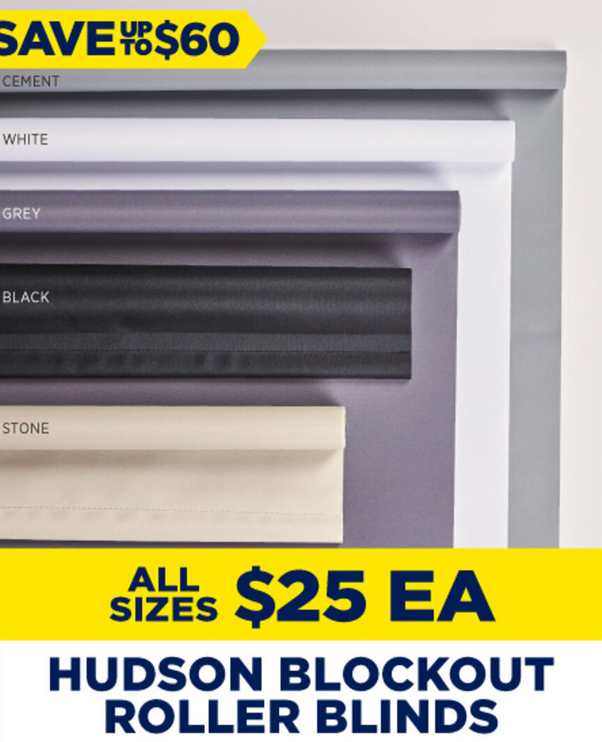Hudson Blockout Roller Blinds offer at Spotlight