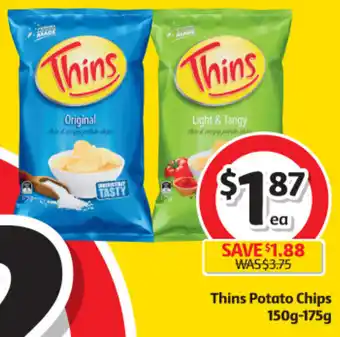 Coles Thins Potato Chips 150-175 g offer