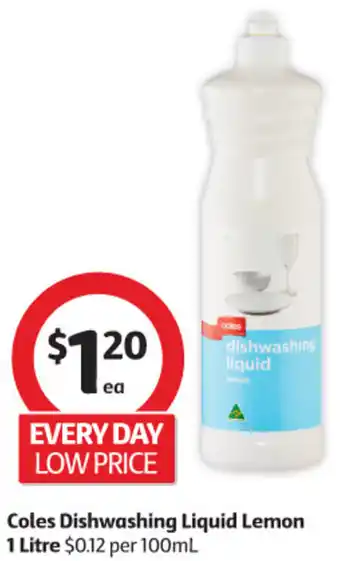 Coles Coles Dishwashing Liquid Lemon 1 Litre offer