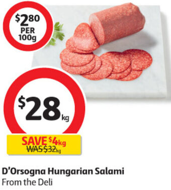 Coles D'Orsogna Hungarian Salami offer