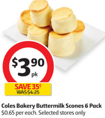 Coles Coles Bakery Buttermilk Scones 6 Pack offer