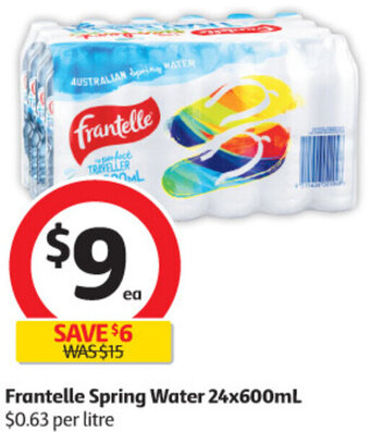 Coles Frantelle Spring Water 24x600ml offer