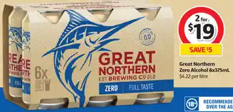 Coles Great Northern Zero Alcohol 6x375ml offer
