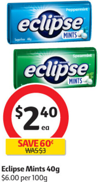 Coles Eclipse Mints 40g offer