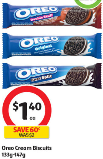 Coles Oreo Cream Biscuits 133g 147g offer