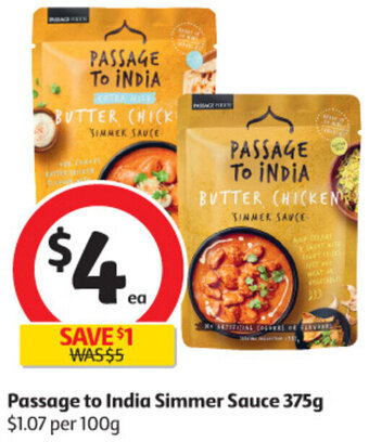 Coles Passage to India Simmer Sauce 375g offer