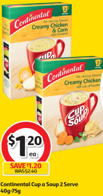 Coles Continental Cup A Soup 2 Serve 40g-75g offer