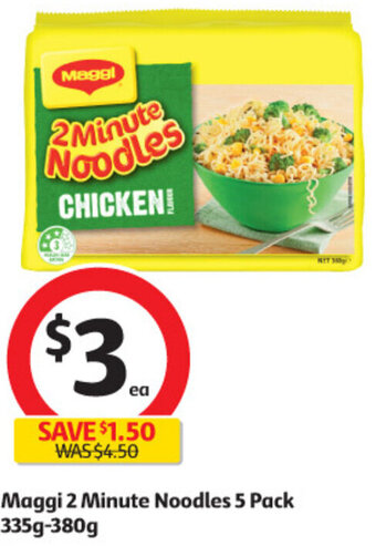 Coles Maggi 2 Minute Noodles 5 Pack 335g-380g offer