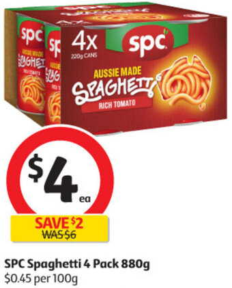 Coles SPC Spaghetti 4 Pack 880g offer