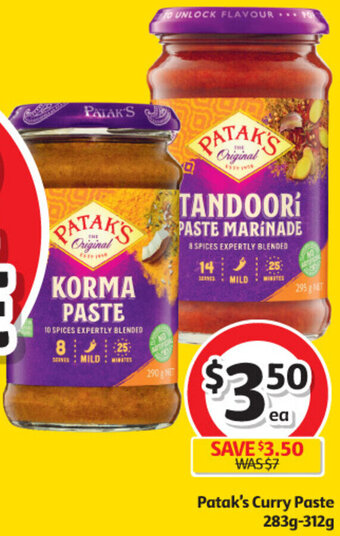 Coles Patak's Curry Paste 283g-312g offer