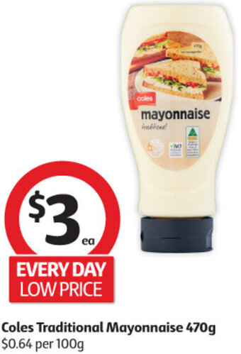 Coles Coles Traditional Mayonnaise 470g offer