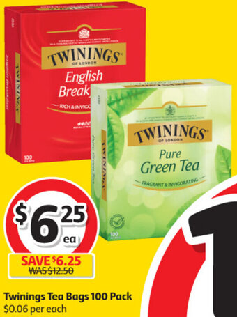 Coles Twinings Tea Bags 100 Pack offer