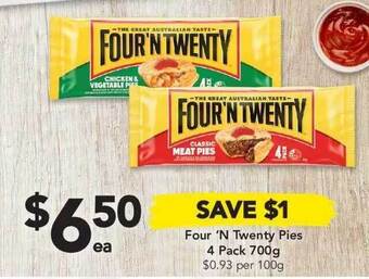 Drakes Four 'n Twenty Pies 4 Pack 700g offer