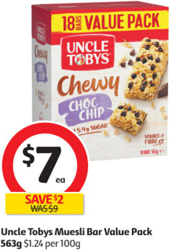 Coles Uncle Tobys Muesli Bar Value Pack 563g offer