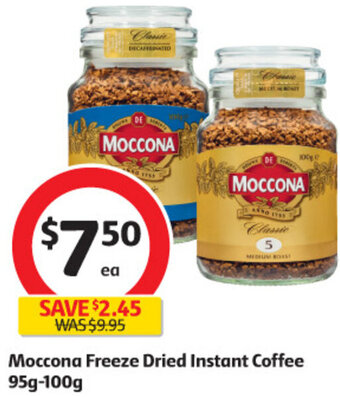Coles Moccona Freeze Dried Instant Coffee 95g-100g offer