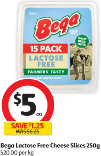 Coles Bega Lactose Free Cheese Slices 250g offer