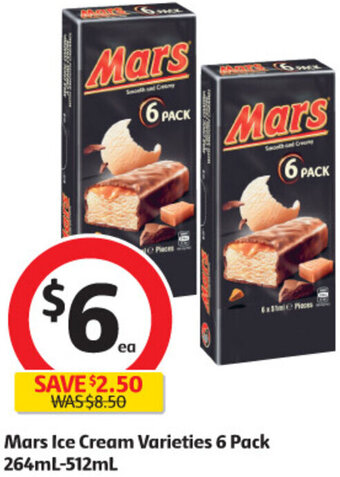 Coles Mars Ice Cream Varieties 6 Pack 264ml-512ml offer