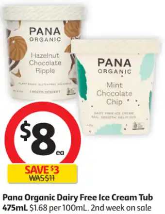 Coles Pana Organic Dairy Free Ice Cream Tub 475ml offer