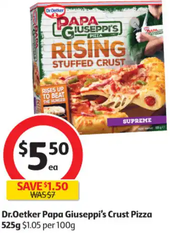Coles Dr.Oetker Papa Giuseppi's Crust Pizza 525g offer