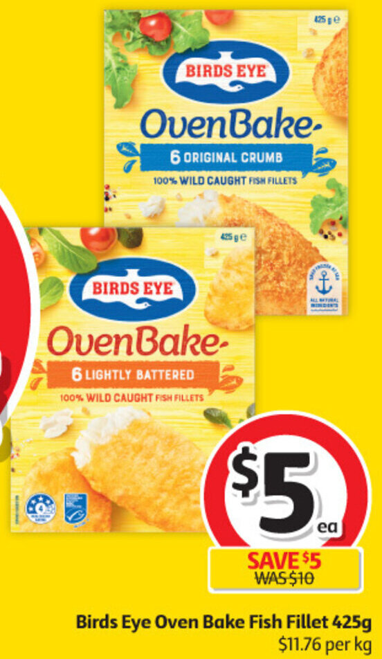 Birds Eye Oven Bake Fish Fillet 425g offer at Coles