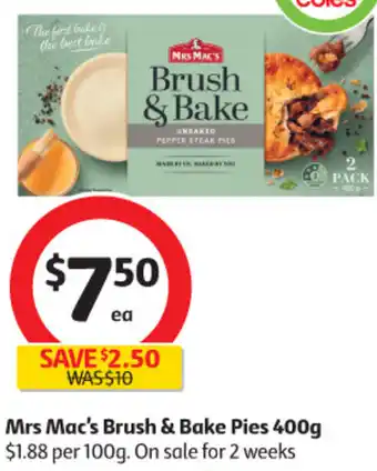 Coles Mrs Mac's Brush & Bake Pies 400g offer