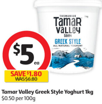 Coles Tamar Valley Greek Style Yoghurt 1kg offer