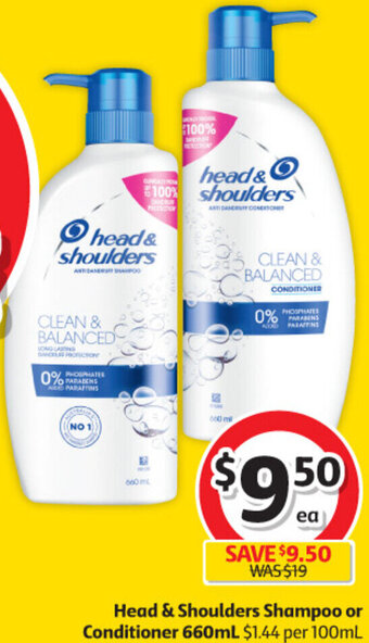 Coles Head & Shoulders Shampoo or Conditioner 660ml offer
