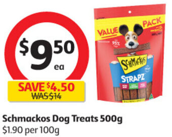 Coles Schmackos Dog Treats 500g offer