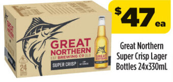 Coles Great Northern Super Crisp Lager Bottles 24x330ml offer